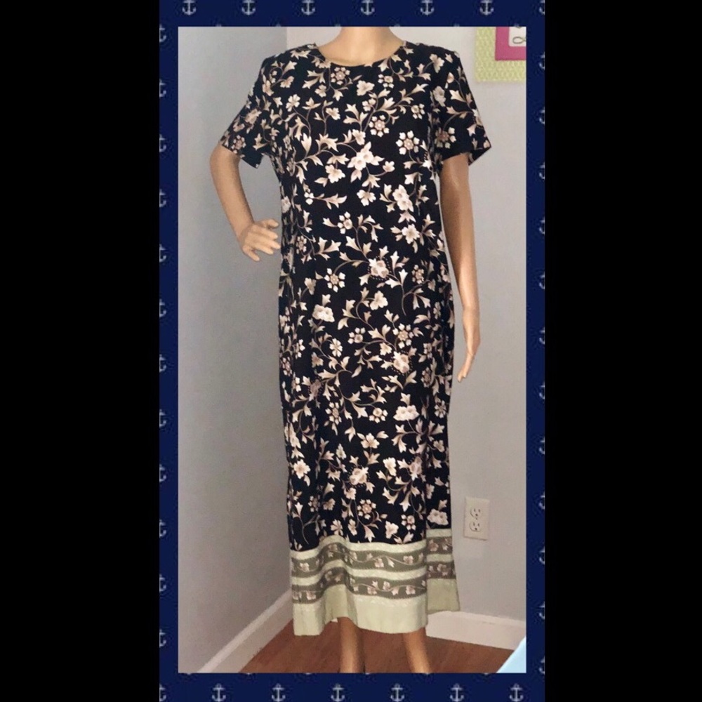 Kathie Lee Floral Black Maxi Dress 16